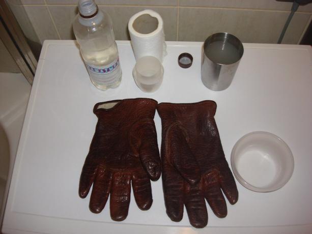 Imagen tomada por el autor (amoníaco, agua, guantes)