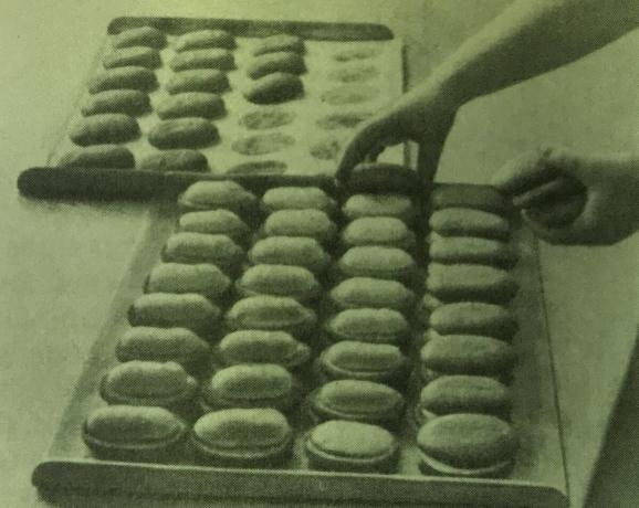 El proceso de preparación de tortas "Bush". Foto del libro "La producción de pasteles y tartas," 1976 
