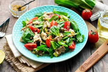 Ensalada de setas ostra y espinacas