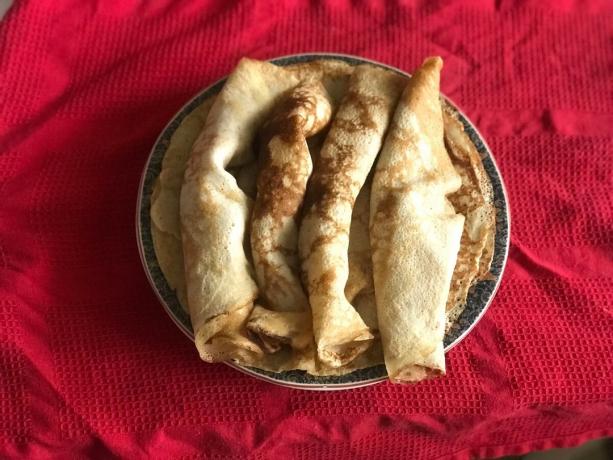 Receta de crepes ennegrecido plátanos.