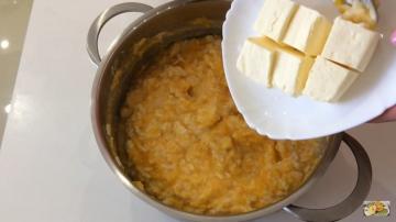 Calabaza gachas de arroz. Sabroso y delicioso como hornos de Rusia