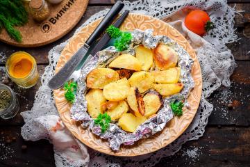 Patatas al horno en papel de aluminio