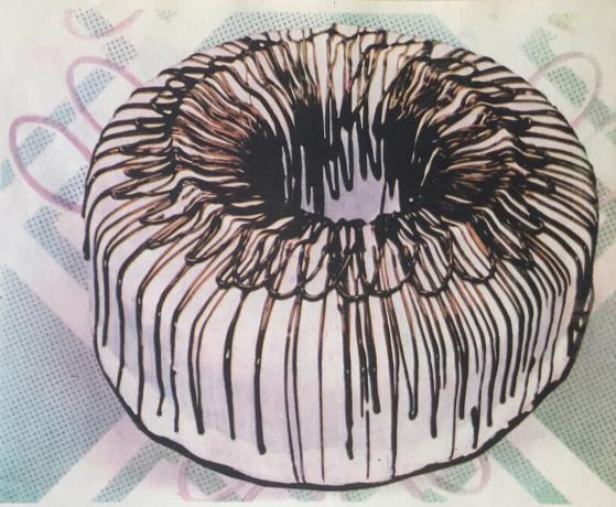 Pastel "anillo". Foto del libro "La producción de pasteles y tartas," 1976