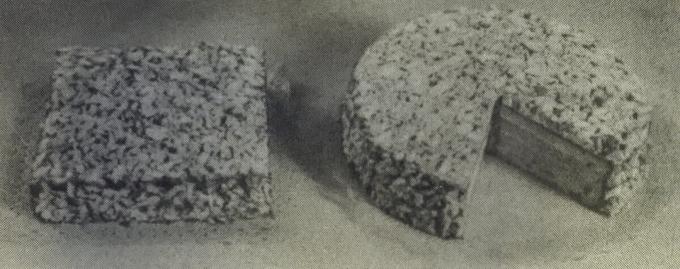 Regalo de la torta. Foto del libro "La producción de tartas y pasteles," 1976 